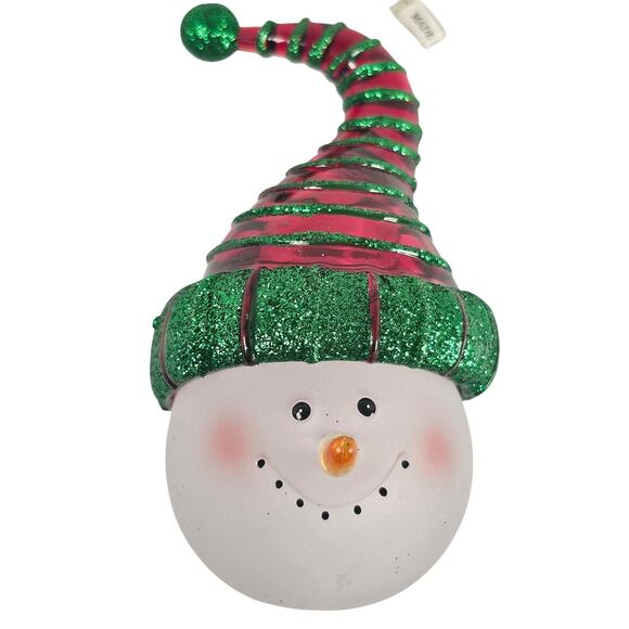 Department 56 Snowman Head Ornament 2003 Glitter Hat 5" Xmas Decor Boxed - Picture 1 of 16